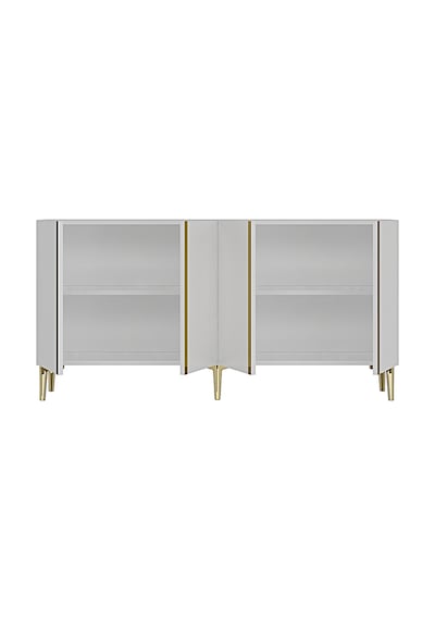 Ka1598bg Anka150 Konsol, Kahve Köşesi, Tv Sehpası Ve Dolap Beyaz - Gold 150cm