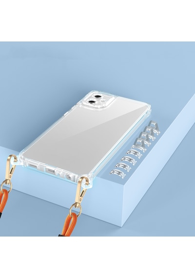 Zore Samsung Galaxy A06 Uyumlu Kılıf Airbagli Takılabilir Askı Aparatlı Omsy Snap Silikon Kapak-şeffaf Şeffaf