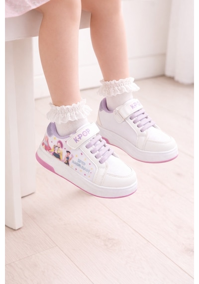 Mini Bonito Kız Çocuk Desenli Simli Günlük Sneaker Ayakkabı Pembe