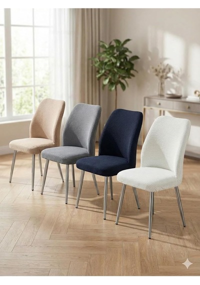 Oval Sandalye Kılıfı Büyük Oval Likralı Yıkanabilir Streç Lastikli Sandalye Örtüsü Krem Rengi Koyu Gri Diğer