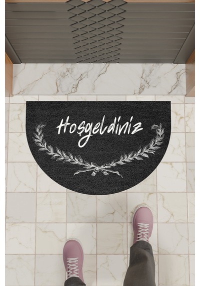 Rugmood Modern Dijital Paspas Siyah Hoşgeldiniz Paspas - Kapı Önü Paspası