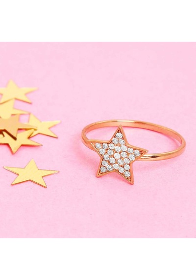 Kuyumcudukkani Elişi Yıldız Şekilli Taşlı Yüzük-10328-r-w Rose Gold