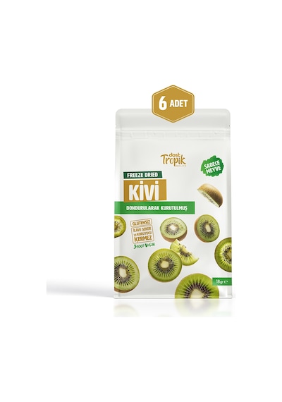 Dondurularak Kurutulmuş Kivi 18 G Freeze Dried Meyve Cipsi Çıtır Meyve Kurusu 6 Adet