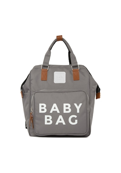 Bagmori Baby Bag Baskılı Cepli Anne Bebek Bakım Sırt Çantası Gri
