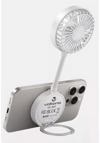 Volkano Manyetik Fan Şarz Edilebilir 3 Kademeli Mıknatıslı Safe Telefon Tutuculu Magsafe Fan Magnetic Holder Vk-300 Beyaz