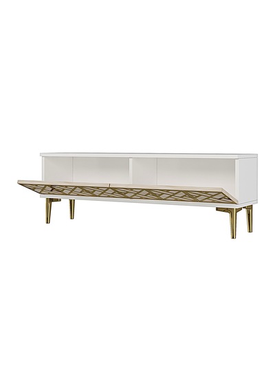 Tsa1238btg Arex Tv Sehpası Beyaz-traverten-gold 120cm