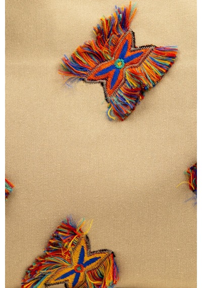 Fabric Craft Bag Omuz Çanta Etnik İşlemeli Hardal Hardal