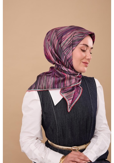 Silk Home Twill İpek Eşarp 11484-37 Çağla, Pembe, Mor, Narçiçeği