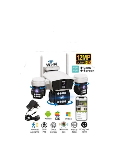 O-kam Ok-206 Plusw 4 Lens Ptz Wi Fi Kamera Adaptör
