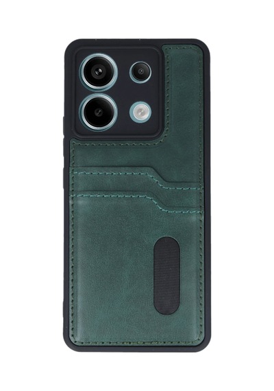 Xiaomi Redmi Note 13 Pro 5g Kılıf Sara Kartvizitli Deri Kılıf - Koyu Yeşil Koyu Yesil