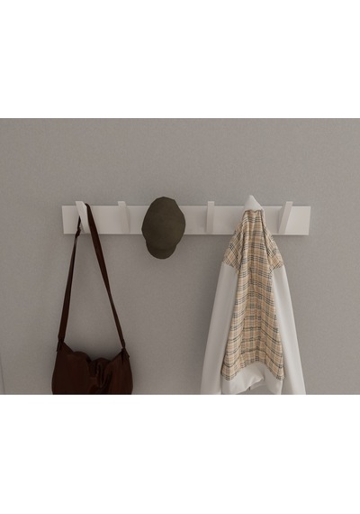 Hepsi3boyutlu Modern Duvar & Kapı Kanca Askılık - 6 Adet Beyaz Kanca Askılık - Model No : 5 Beyaz
