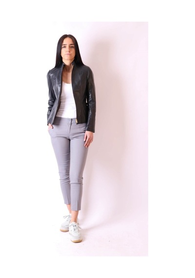 Aclassics Hakiki Deri Hakim Yaka Slim Lacivert Ceket