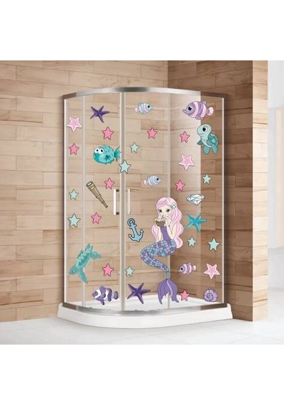 Ack Ultralight Deniz Kızı Deniz Yıldızları ve Balıklar Duşakabin Banyo Sticker