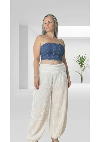 Byemelika Denim, Tasarım Dikiş, Full Likralı, Düğme Detay Büstiyer Mavi