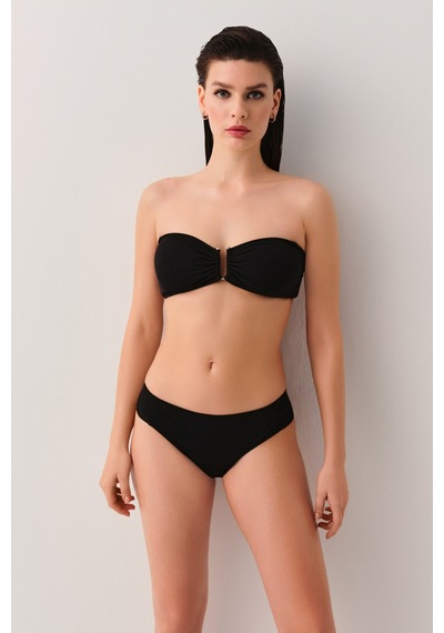 Suwen Metal Aksesuarlı Straplez Bikini Üst Sbn26540012 Siyah