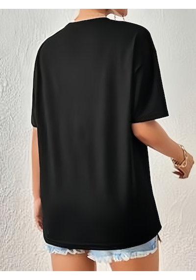 Uyguntarz Unisex Bonjour Paris Baskılı Tasarım Tshirt Siyah