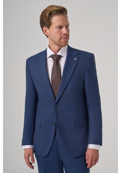 Morven Erkek Lacivert Yünlü Trend Desenli Dynamic Fit Mono Yaka Takım Elbise 26mc001039200 Lacivert