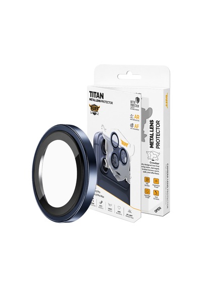 Buff İphone 17 Pro / 17 Pro Max Titan Metal Kamera Lens Koruyucu Blue Mavi