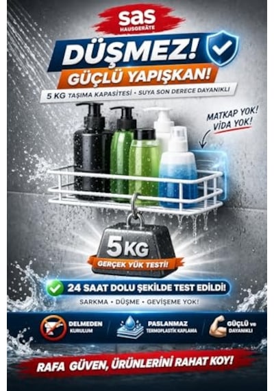 Yapışkanlı Duş Rafı, Delmeden Montaj Banyo Rafı, Paslanmaz Şampuanlık Organizer, Güçlü Yapışkanlı Duvar Ra Diğer