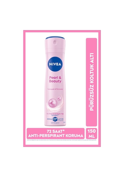 NIVEA Kadın Sprey Deodorant Pearl & Beauty 150 ML, 72 Saat perspirant Koruma, Pürüzsüz Koltuk Altı
