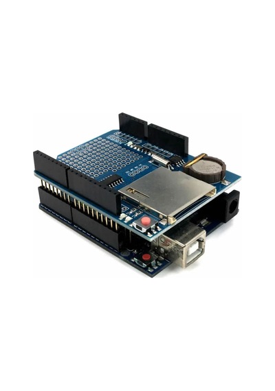 Arduino Sd Kart Rtc Saat Data Kayıt Logger Shield Ds1307 2x Led Prototip Pcb Alanı Reset Butonu