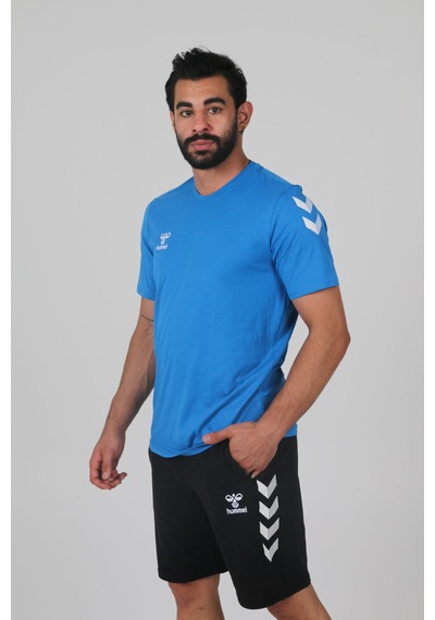 Hummel Armin Pamuklu Bisiklet Yaka Tişört Saks Mavi