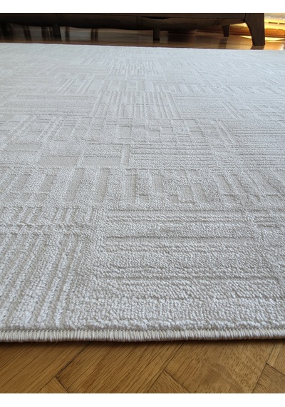 Elvey Home London Krem Dekoratif Bambu Akrilik Yumuşak Modern Özel Ölçü Salon Koridor Oturma Çocuk Odası Halısı 001-krem