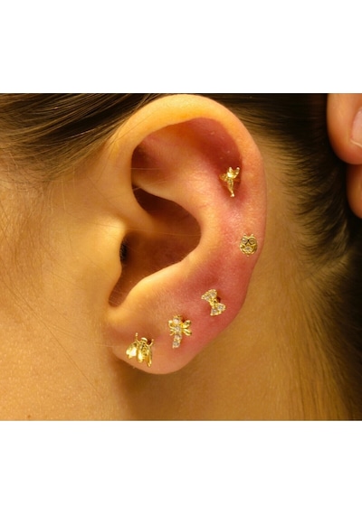14 Ayar Altın Piercing Tragus Küpe 25114-t025