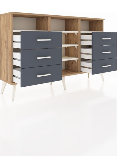 Arges Konsol 5 Raflı 6 Çekmeceli 132x30x83 Çam-aytaşı/antrasit Aytaşı/antrasit Arges Konsol 5 Raflı 6 Çekmeceli 132x30x83 Çam-aytaşı/antrasit Aytaşı/antrasit