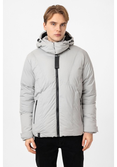 Back And Bond Açık Gri Regular Fit Kapüşonlu Puffer Mont Çok Renkli
