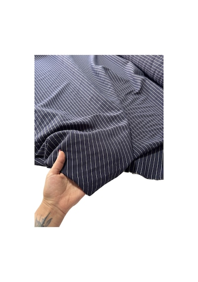 Çizgili Modal Kumaş En 140cm Yumuşak Dökümlü Yazlık Elbiselik 8000 -5 Lacivert