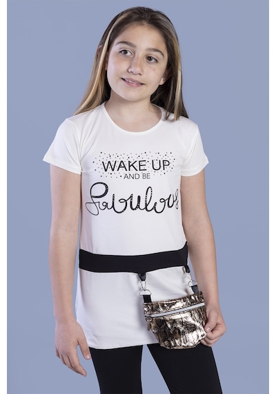 Toontoy Kids Toontoy Kız Çocuk T-shirt Önü Çantalı Ekru