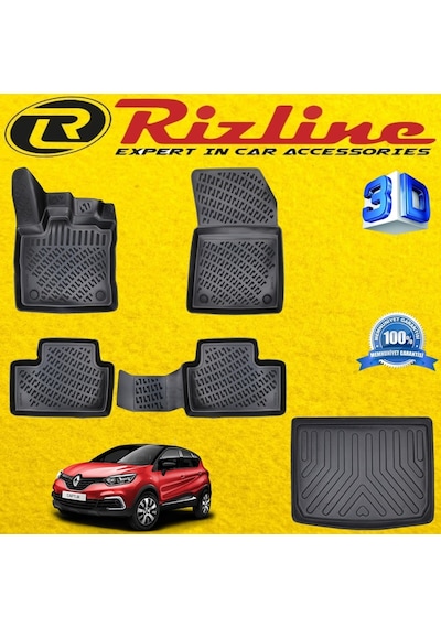Renault Captur 3D Paspas + Alt Bagaj Havuzu 2021 Sonrası Set N11.6347