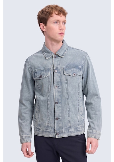 Hatemoğlu Gri Slim Fit Bebe Yaka Kot Ceket