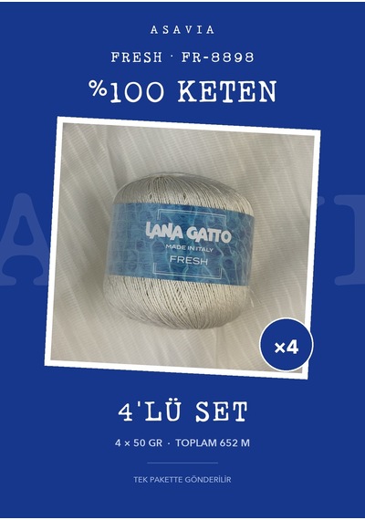 Lana Gatto Fresh Örgü İpi 4'lü Set 4 X 50 Gr %100 Keten Fr-8898