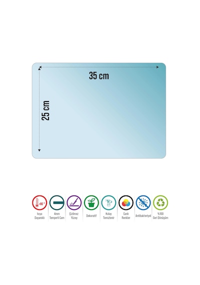 Decomar Mermer Desenli Cam Kesme Tahtası Ve Sunumluk 25 X 35 Cm Çok Renkli
