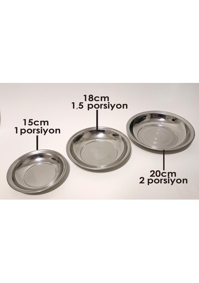 Sihirli Tuzluk Hediye 6 Adet 18cm Paslanmaz Çelik Çukur Yemek Tabağı Dubleporsyon Sağlam Metal Tabak Diğer