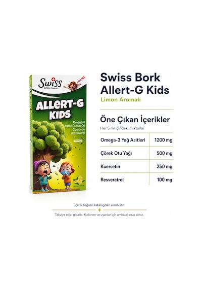 Swiss Bork Allert-g Kids Limon Aromalı Sıvı Takviye