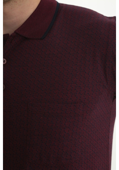 POLO YAKA BABA ERKEK DESENLİ TİŞÖRT BORDO Bordo