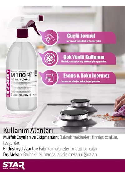 Ağır Yağ Çözücü 1000 Ml Airfryer, Fırın, Izgara, Ocak, Ve Aspiratör İçin Etkili Temizlik Çözümü
