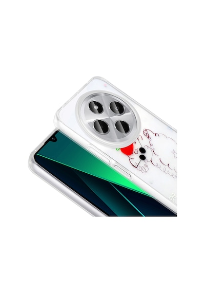 Xiaomi Redmi 14c 4g Kılıf Şeffaf Figürlü Mkst Folk Sert Kapak - Papatya Beyaz