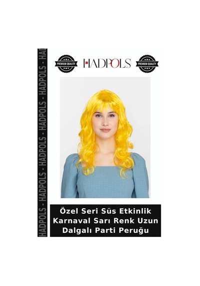 Özel Seri Süs Etkinlik Karnaval Sarı Renk Uzun Dalgalı Parti Peruğu