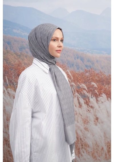 Armanda 70 X 190 Cotton Monogram Desen Şal - Ar 3098 03046 - 70 X 190 / Gümüş