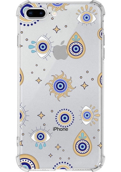 Printify Apple Uyumlu iPhone 7 Plus Devil Eye 5 Baskılı Şeffaf Köşe Korumalı Antişok Kılıf 0166e