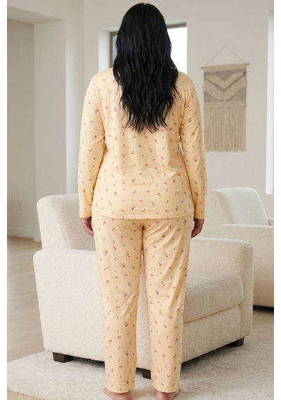 Siyah İnci Pamuklu Likralı Büyük Beden Battal Boy Örme Pijama Takım26240876 Sarı Siyah İnci Pamuklu Likralı Büyük Beden Battal Boy Örme Pijama Takım26240876 Sarı