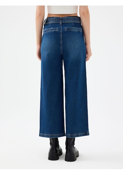LOFT Crop Wide Leg Regular Fit Kadın Pantolon Lf2041775 Q1.v1 Denim