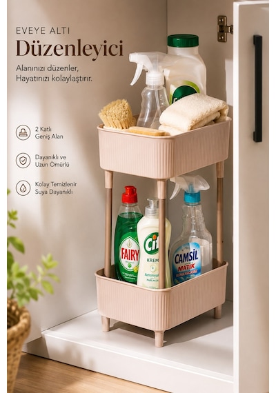 Porsima 1130 İki Katlı Çok Amaçlı Düzenleyici Raf Cappuccino