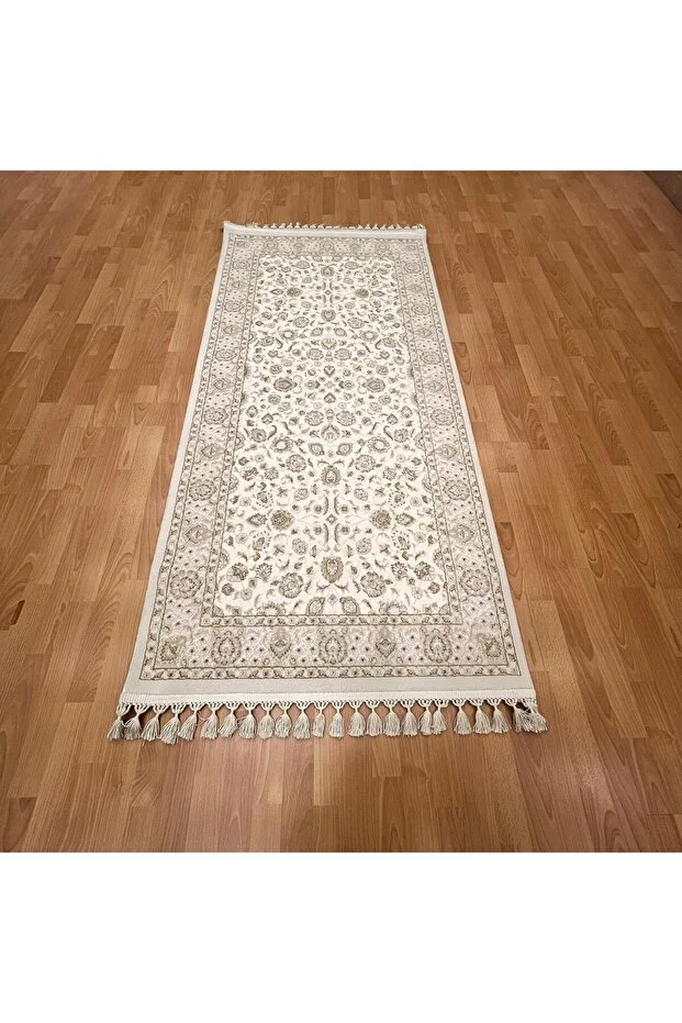 Mevlana Bazaar Dikey Desenli 80 X 300 Yün Halı 1beyaz