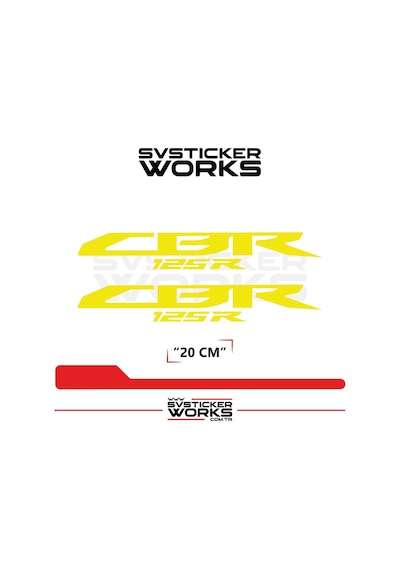Honda Cbr 125r Sticker Uyumlu Yazı Yüksek Kalite Özel Kesim Folyo 2'li Set Sarı