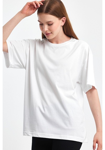 Odda 0008 Kadın Oversize Tişört Beyaz